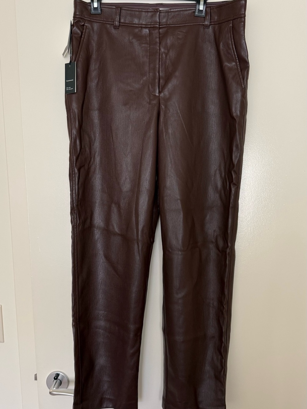 Aritzia Babaton Leather Straight-Leg Pants in Dark Brown